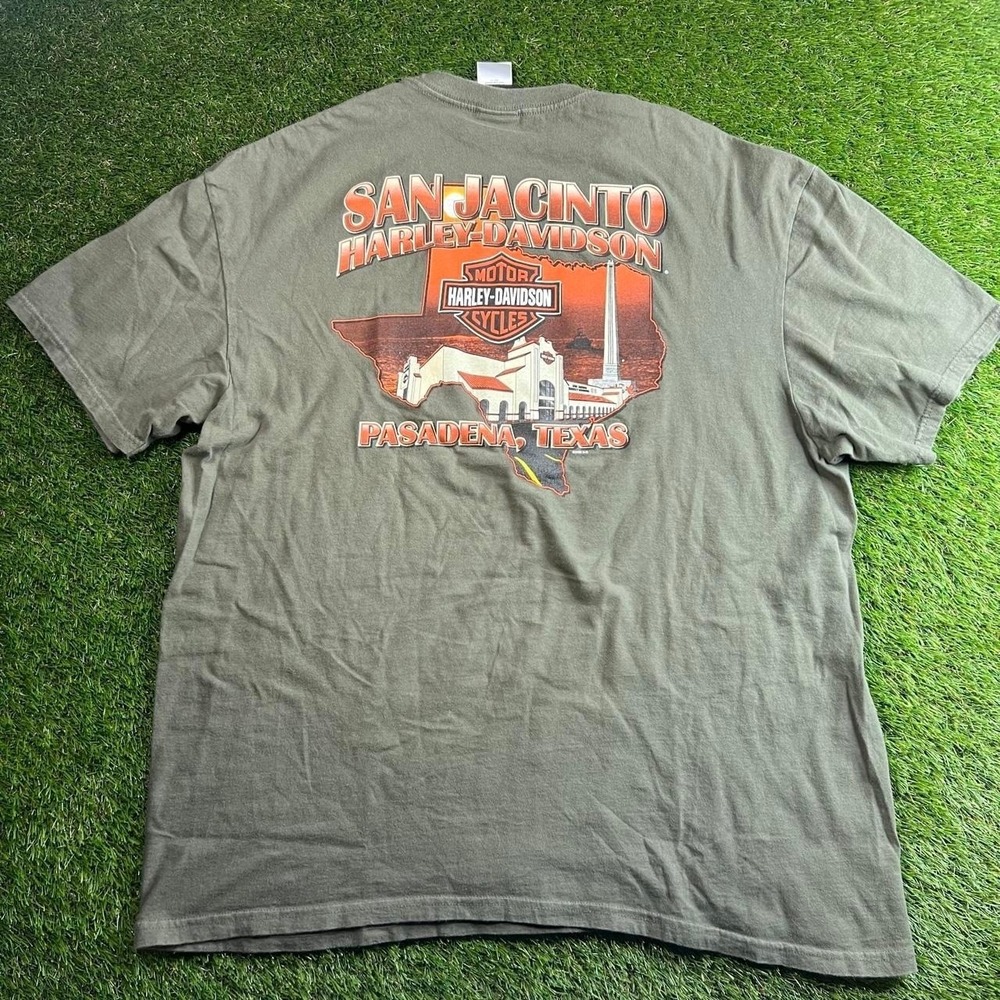 Harley Davidson San Jacinto Pasadena Texas Graphic T Shirt Gray Size 2XL - Picture 4 of 7